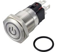 TRU COMPONENTS TC-12647420 Interrupteur à pression 250 V/AC 3 A 1 x Off/(On) IP65 vert à accrochage acier inoxydable 1 pc(s)