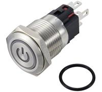 TRU COMPONENTS TC-12647420 Interrupteur à pression 250 V/AC 3 A 1 x Off/(On) IP65 vert à accrochage acier inoxydable 1 pc(s)