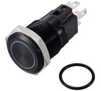 TRU COMPONENTS TC-12647456 Interrupteur à pression 250 V/AC 3 A 1 x Off/(On) IP65 vert à accrochage Aluminium, anodisé 1 pc(s)
