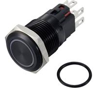 TRU COMPONENTS TC-12647460 Interrupteur à pression 250 V/AC 3 A 1 x Off/(On) IP65 RVB à accrochage Aluminium, anodisé 1 pc(s)
