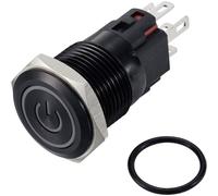 TRU COMPONENTS TC-12647468 Interrupteur à pression 250 V/AC 3 A 1 x Off/(On) IP65 vert à accrochage Aluminium, anodisé 1 pc(s)