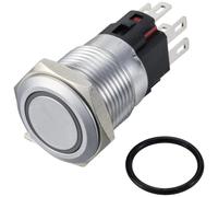 TRU COMPONENTS TC-12647532 Interrupteur à pression 250 V/AC 3 A 1 x Off/(On) IP65 RVB à accrochage Laiton chromé 1 pc(s)
