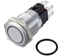 TRU COMPONENTS TC-12647532 Interrupteur à pression 250 V/AC 3 A 1 x Off/(On) IP65 RVB à accrochage Laiton chromé 1 pc(s)