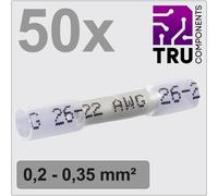 TRU COMPONENTS TC-12888396 Prolongateur avec gaine thermorétractable 0.2 mm² 0.35 mm² entièrement isolé blanc 50 pc(s)