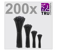 TRU COMPONENTS TC-12888552 T24CA070 Serre-câble 100 mm, 150 mm, 200 mm, 300 mm 3.6 mm noir stabilisé aux UV 200 pc(s)