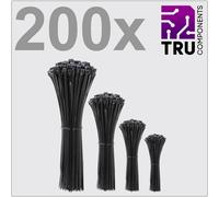 TRU COMPONENTS TC-12888552 T24CA070 Serre-câble 100 mm, 150 mm, 200 mm, 300 mm 3.6 mm noir stabilisé aux UV 200 pc(s)