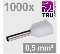 TRU COMPONENTS TC-13377224 Embout double dextrémité de câble 0.5 mm² partiellement isolé blanc 1000 pc(s)