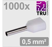 TRU COMPONENTS TC-13377224 Embout double dextrémité de câble 0.5 mm² partiellement isolé blanc 1000 pc(s)