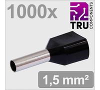 TRU COMPONENTS TC-13377236 Embout double d'extrémité de câble 1.5 mm² partiellement isolé noir 1000 pc(s)