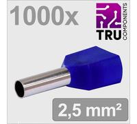 TRU COMPONENTS TC-13377240 Embout double d'extrémité de câble 2.5 mm² partiellement isolé bleu 1000 pc(s)