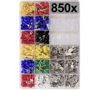 TRU COMPONENTS TC-13377256 Assortiment de cosses à sertir 0.5 mm² 6 mm² rouge, bleu, jaune, vert, blanc, transparent 850 pc(s)