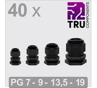 TRU COMPONENTS TC-13448344 Presse-étoupe Polyamide noir 40 pc(s)