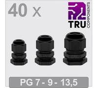 TRU COMPONENTS TC-13448352 Presse-étoupe PG7, PG9, PG13 Polyamide noir 40 pc(s)