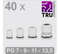 TRU COMPONENTS TC-13448360 Presse-étoupe PG7, PG9, PG11, PG13.5 Polyamide gris 40 pc(s)