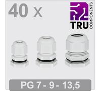 TRU COMPONENTS TC-13448364 Presse-étoupe PG7, PG9, PG13 Polyamide gris 40 pc(s)