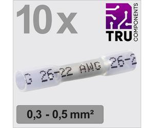 TRU COMPONENTS TC-13448488 Prolongateur avec gaine thermorétractable 0.3 mm² 0.5 mm² entièrement isolé blanc 10 pc(s)
