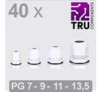 TRU COMPONENTS TC-13448632 Presse-étoupe PG7, PG9, PG11, PG13.5 Polyamide blanc 40 pc(s)