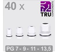 TRU COMPONENTS TC-13448632 Presse-étoupe PG7, PG9, PG11, PG13.5 Polyamide blanc 40 pc(s)