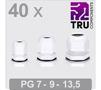 TRU COMPONENTS TC-13448636 Presse-étoupe PG7, PG9, PG13 Polyamide blanc 40 pc(s)