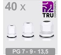 TRU COMPONENTS TC-13448636 Presse-étoupe PG7, PG9, PG13 Polyamide blanc 40 pc(s)