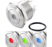 TRU COMPONENTS TC-7494608 TC-GQ16F-10D/42RGB/ Interrupteur antivandalisme 48 V/DC 2 A 1 x Off/(On) à rappel rouge, vert, bleu