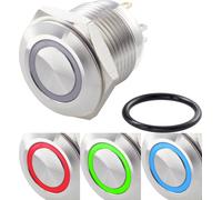 TRU COMPONENTS TC-7494612 TC-GQ16F-10E/41RGB/ Bouton-poussoir antivandalisme 48 V/DC 2 A 1 x Off/(On) à rappel rouge, vert, bleu