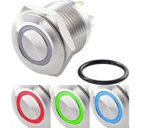 TRU COMPONENTS TC-7494616 TC-GQ16F-10E/42RGB/ Bouton-poussoir antivandalisme 48 V/DC 2 A 1 x Off/(On) à rappel rouge, vert, bleu, RVB IP65 1 pc(s)