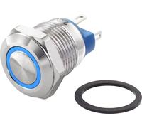 TRU COMPONENTS TC-7494660 TC-GQ12-AF-10E/J/B/12V/S Interrupteur antivandalisme 48 V/DC 2 A 1 x Off/(On) à rappel bleu IP65 1 pc(s)
