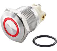 TRU COMPONENTS TC-7494688 TC-GQ16F-10E/L/R/12V/S Bouton-poussoir antivandalisme 48 V/DC 2 A 1 x Off/(On) à rappel rouge IP65