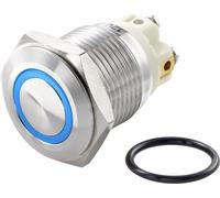 TRU COMPONENTS TC-7494696 TC-GQ16F-10E/L/B/12V/S Bouton-poussoir antivandalisme 48 V/DC 2 A 1 x Off/(On) à rappel bleu IP65