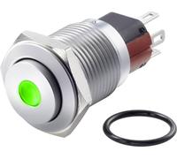 TRU COMPONENTS TC-7494932 TC-GQ16-KH-11D/J/G/12V/C Bouton-poussoir antivandalisme 48 V/DC 2 A 1 x Off/(On) à rappel vert IP65