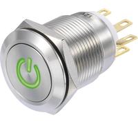 TRU COMPONENTS TC-8904680 LAS1-GQF-11/G/12V Bouton-poussoir 250 V/AC 3 A 1 x On/(On) à rappel vert IP65 1 pc(s)
