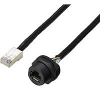 TRU COMPONENTS TC-E13T-FR5-PWF/MR6-NCA-0.5PV-JD Prise RJ45 pour montage arrière avec fil IP67 (filetage), câble CAT5E, 0,5 m TC-13543644 Nombre de pôles 8 noir