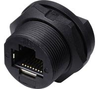 TRU COMPONENTS TC-E13T-FR6-PPF Prise RJ45 pour montage arrière sur ci IP67 (avec filetage) TC-13543664 Nombre de pôles 8 noir