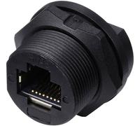 TRU COMPONENTS TC-E13T-FR6-PPF Prise RJ45 pour montage arrière sur ci IP67 (avec filetage) TC-13543664 Nombre de pôles 8 noir 1 pc(s)