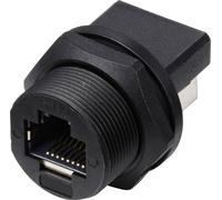 TRU COMPONENTS TC-E13T-FR6-PRF-180 Femelle RJ45 sur femelle (180°), femelle monté à l'arrière IP67 (avec filetage) TC-13543656