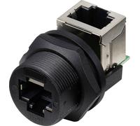 TRU COMPONENTS TC-E13T-FR6-PRF-90 Prise RJ45 sur prise femelle (90°), montage à l'arrière, IP67 (avec filetage) TC-13543660