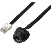 TRU COMPONENTS TC-E13T-FR6-PWF/MR6-NCA-0.5PV-JD Prise RJ45 pour montage à larrière avec câble IP67 (filetage) CAT6A, 0,5 m TC-13543648 Nombre de pôles 8 noir 1