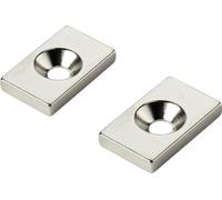 TRU COMPONENTS W20L12T3-M4 Aimant permanent rectangulaire (L x l x H) 20 x 12 x 3 mm N35 Température limite (max.): 80 °C