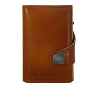 TRU VIRTU Étui pour carte de crédit marron orange en cuir pour femme et homme - Click & Slide Wallet Florence Cognac / Gold 95617