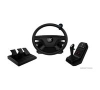 Aerosoft Truck & Bus Wheel System - Volant professionnel avec retour de force pour simulateurs de camions et d’autobus sur PC avec pédalier 3 pédales et levier de vitesses réaliste