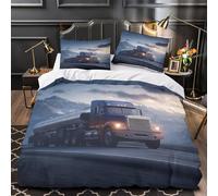 Truck on Montagne Road Ensemble De Literie Microfibre Hypoallergique 3D Imprimée 3 Pièces 2 Taies Douce Industrial Transport Housse de Couette Respirante Hypoallergique for Adulte Double（200x200cm）