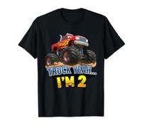 Truck Yeah I’m 2 Monster Truck Second Birthday Kids Boy T-Shirt