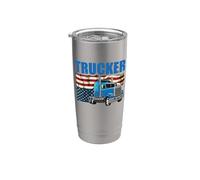 Trucker American Flag Funny Trucking Truck Driver Gobelet isotherme en acier inoxydable double paroi