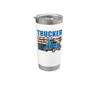 Trucker American Flag Funny Trucking Truck Driver Gobelet isotherme en acier inoxydable double paroi