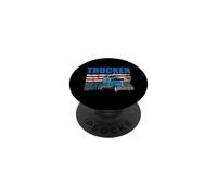 Trucker American Flag Funny Trucking Truck Driver PopSockets PopGrip Adhésif