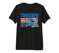 Trucker American Flag Funny Trucking Truck Driver T-Shirt Haut de Gamme