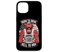Trucker Born to Drive Devil Truck Driver Big Rig Drapeau USA Coque pour iPhone 13