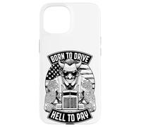 Trucker Born to Drive Devil Truck Driver Big Rig Drapeau USA Coque pour iPhone 15