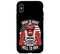 Trucker Born to Drive Devil Truck Driver Big Rig Drapeau USA Coque pour iPhone X/XS